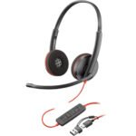 Poly Blackwire 3220 Stereo USB-C Headset with USB-C to USB-A Adapter