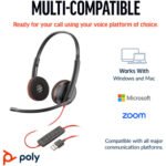 Poly Blackwire 3220 Stereo USB-C Headset with USB-C to USB-A Adapter