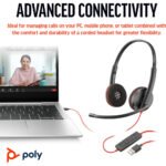 Poly Blackwire 3220 Stereo USB-C Headset with USB-C to USB-A Adapter