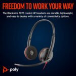 Poly Blackwire 3220 Stereo USB-C Headset with USB-C to USB-A Adapter