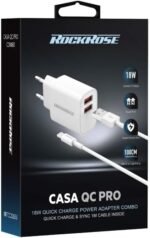Rockrose 18W Dual Port Travel Charger & Data Sync Lightning Cable - Image 3