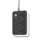SIA Power Strip, 6 USB-A Ports, 3 Power Sockets, Black and White - SI-PS001G