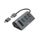 Hama USB Hub/Card Reader, 5 Ports, 3 x USB-A, SD, microSD